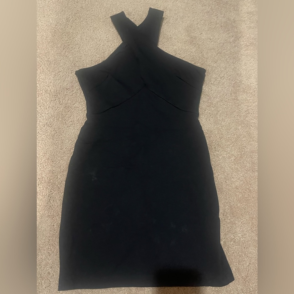 Black cross neck halter dress express tried on no tags